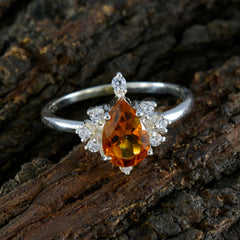 Soo-jin Yellow Halo Gemstone Ring with Silver Band