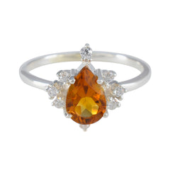 Soo-jin Yellow Halo Gemstone Ring with Silver Band Citrine Yellow