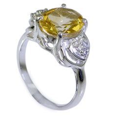 Sarah Yellow Halo Gemstone Ring with Silver Band