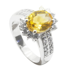 Fernanda Yellow Halo Gemstone Ring with Silver Band