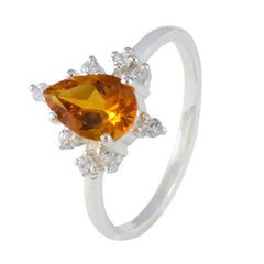 Soo-jin Yellow Halo Gemstone Ring with Silver Band