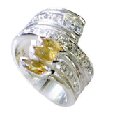 Dewi Yellow Halo Gemstone Ring with Silver Band Citrine Yellow
