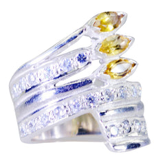 Dewi Yellow Halo Gemstone Ring with Silver Band