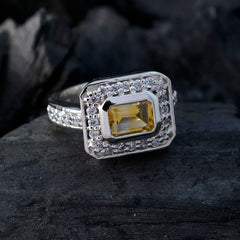 Elena yellow halo ring for women rectangular yellow gemstone with diamond halo and pave band