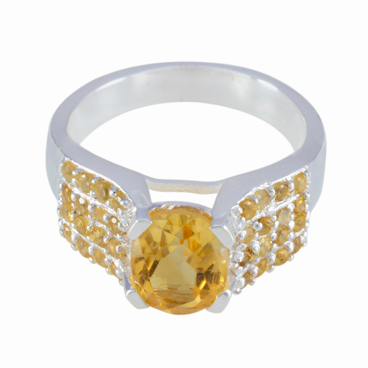 Natalia Yellow Halo Ring for Women with Gemstone Citrine Yellow