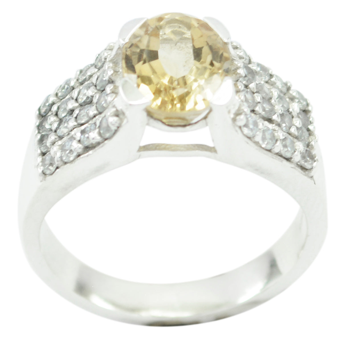 Priya Yellow Halo Ring for Women with Gemstone Accent Citrine Yellow