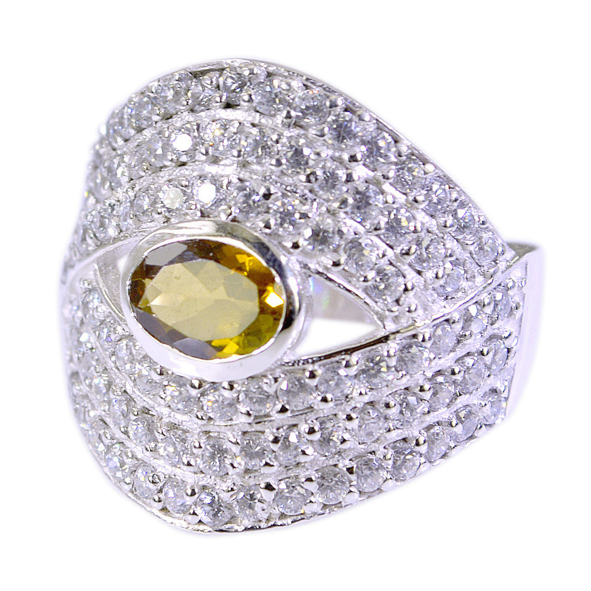 Bruna Yellow Halo Ring for Women with Gemstone Citrine Yellow