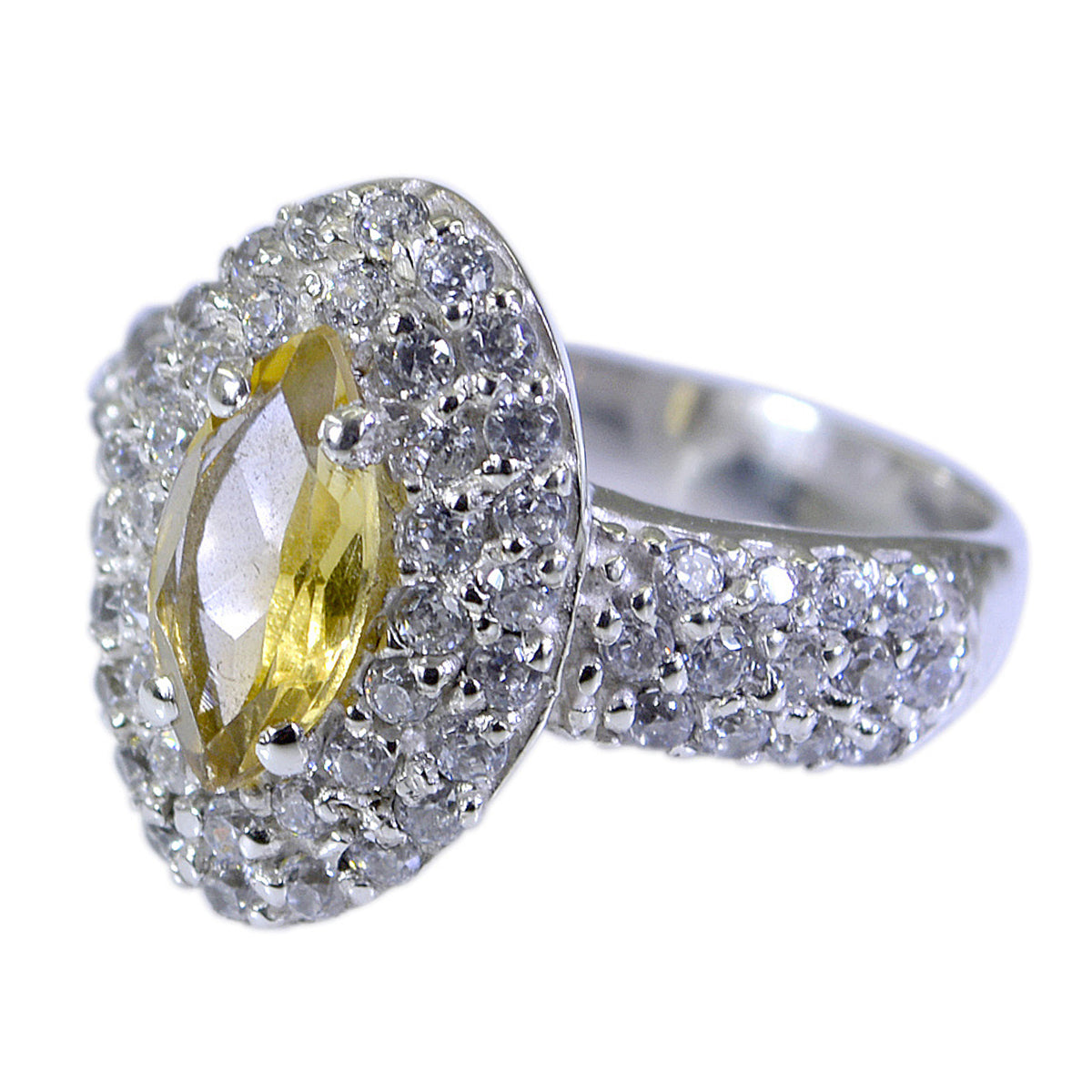 Aisha Contemporary Yellow Halo Ring Citrine Yellow