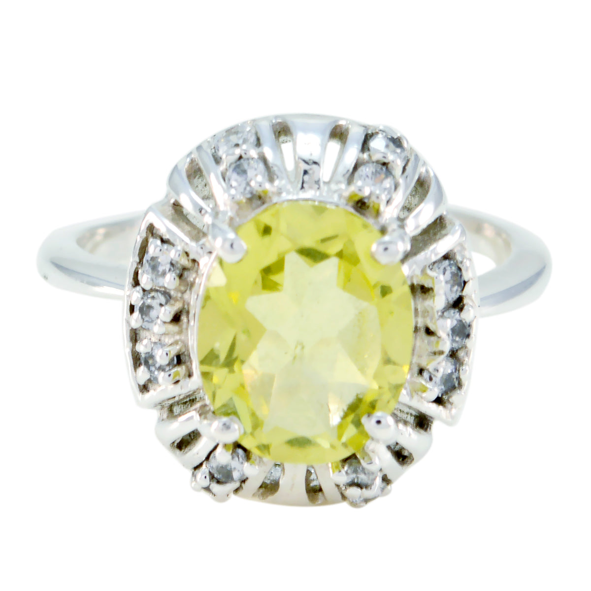 Charlotte Fairytale Yellow Halo Ring Lemon Quartz Yellow