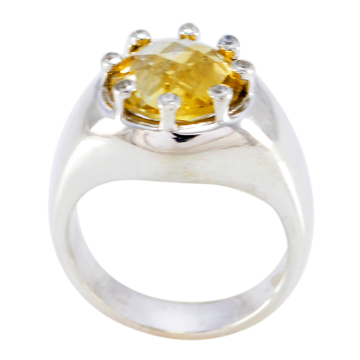 Natcha Contemporary Yellow Halo Ring Citrine Yellow