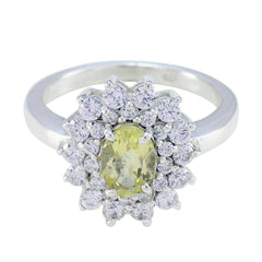 Teresa Yellow Halo Ring with Oval Gemstone Accent Lemon Quartz Yellow