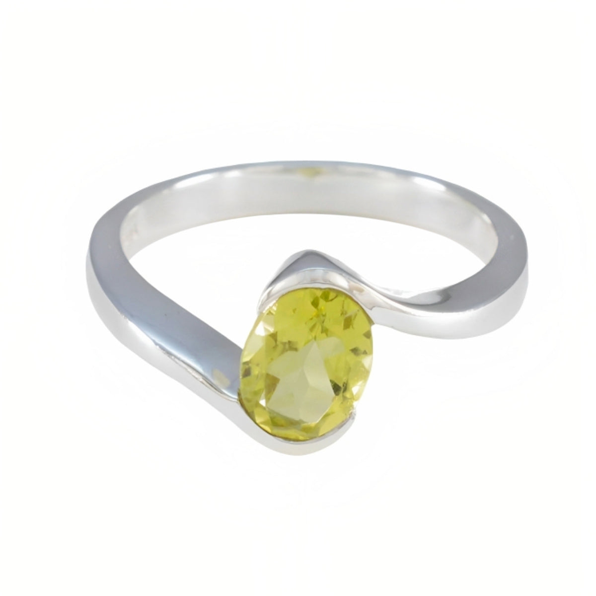 Nisa Yellow Solitaire Ethnic Ring with Gemstone Lemon Quartz Yellow