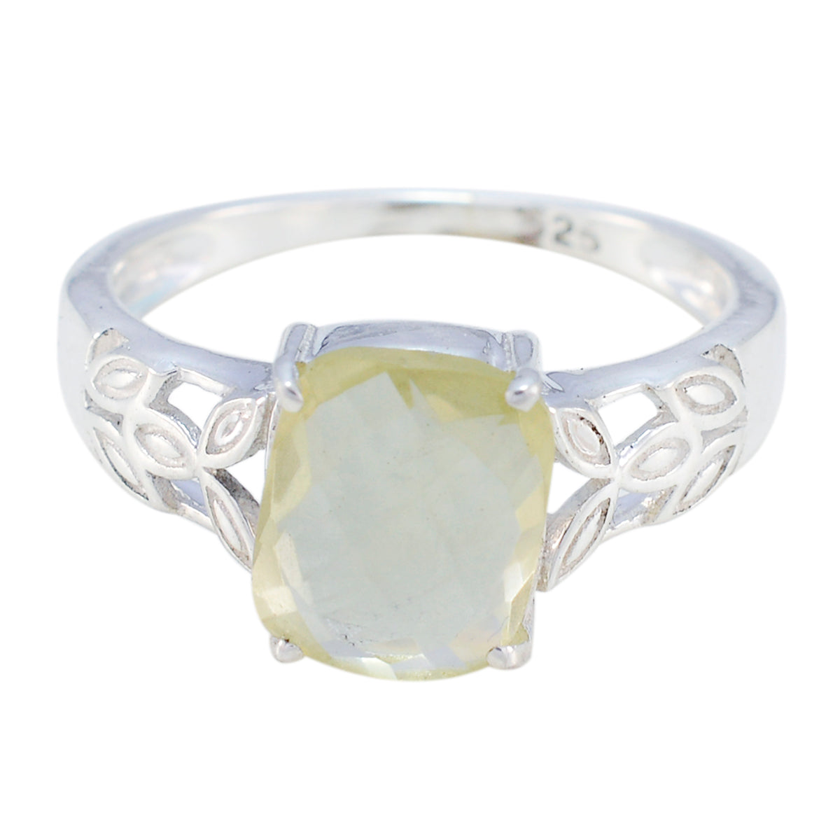 Ayesha Sophisticated Yellow Solitaire Ring Lemon Quartz Yellow