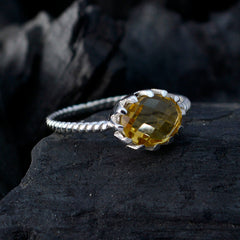 Ayesha Yellow Solitaire Ring with Sterling Silver Band