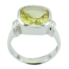 Lili Yellow Solitaire Ring with Elegant Silver Band Lemon Quartz Yellow