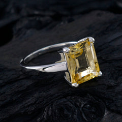Teresa Yellow Solitaire Ring with Emerald Cut Gemstone