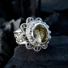 Sarah Yellow Solitaire Ring with Intricate Silver Design