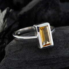 Ava Yellow Solitaire Ring with Rectangular Gemstone