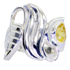 Nella silver ring with unique design featuring yellow solitaire ring for wedding