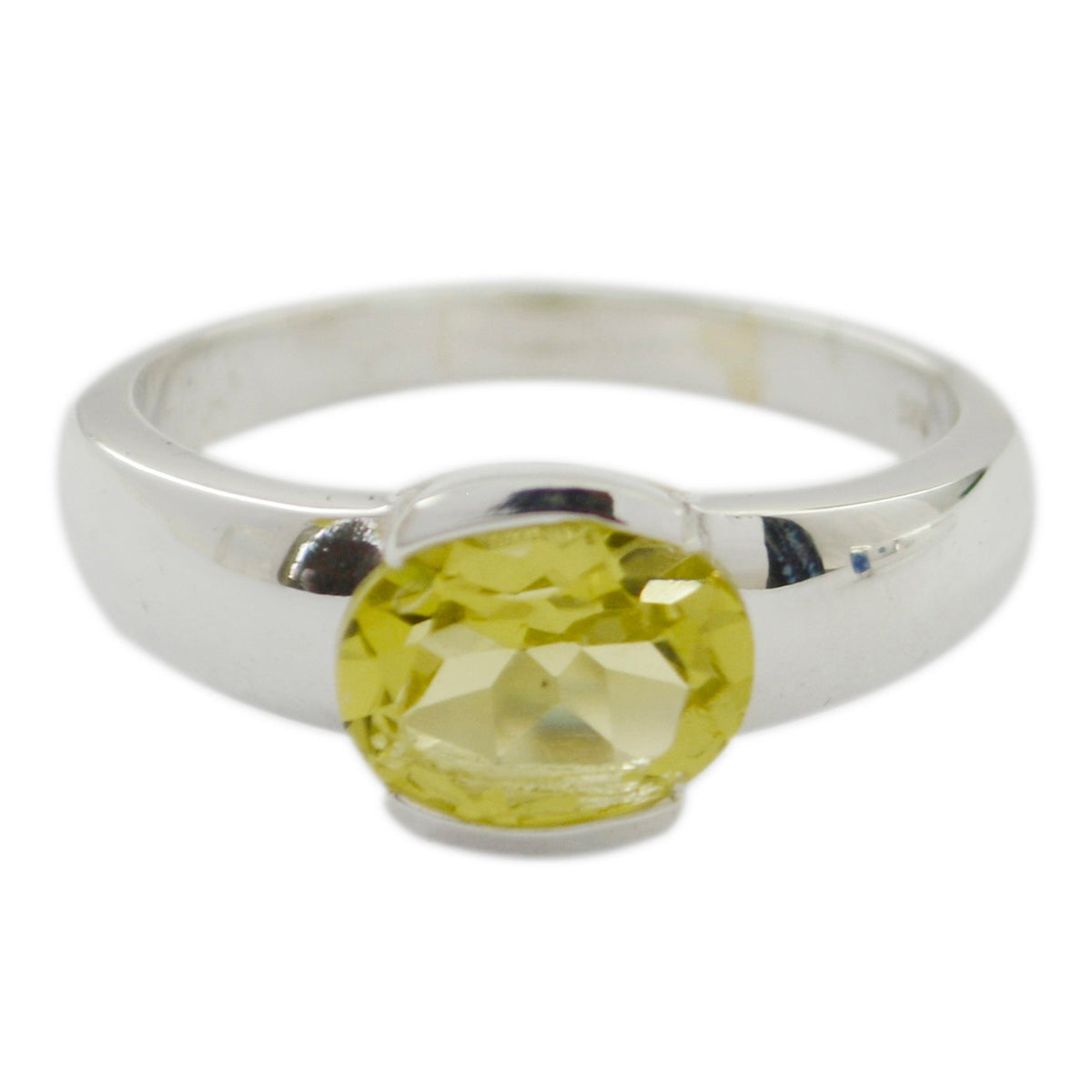 Camila Yellow Solitaire Ring for Women in Sterling Silver Lemon Quartz Yellow