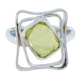 Amanda Signet Yellow Solitaire Ring Lemon Quartz Yellow