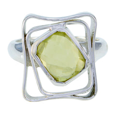 Amanda Signet Yellow Solitaire Ring Lemon Quartz Yellow