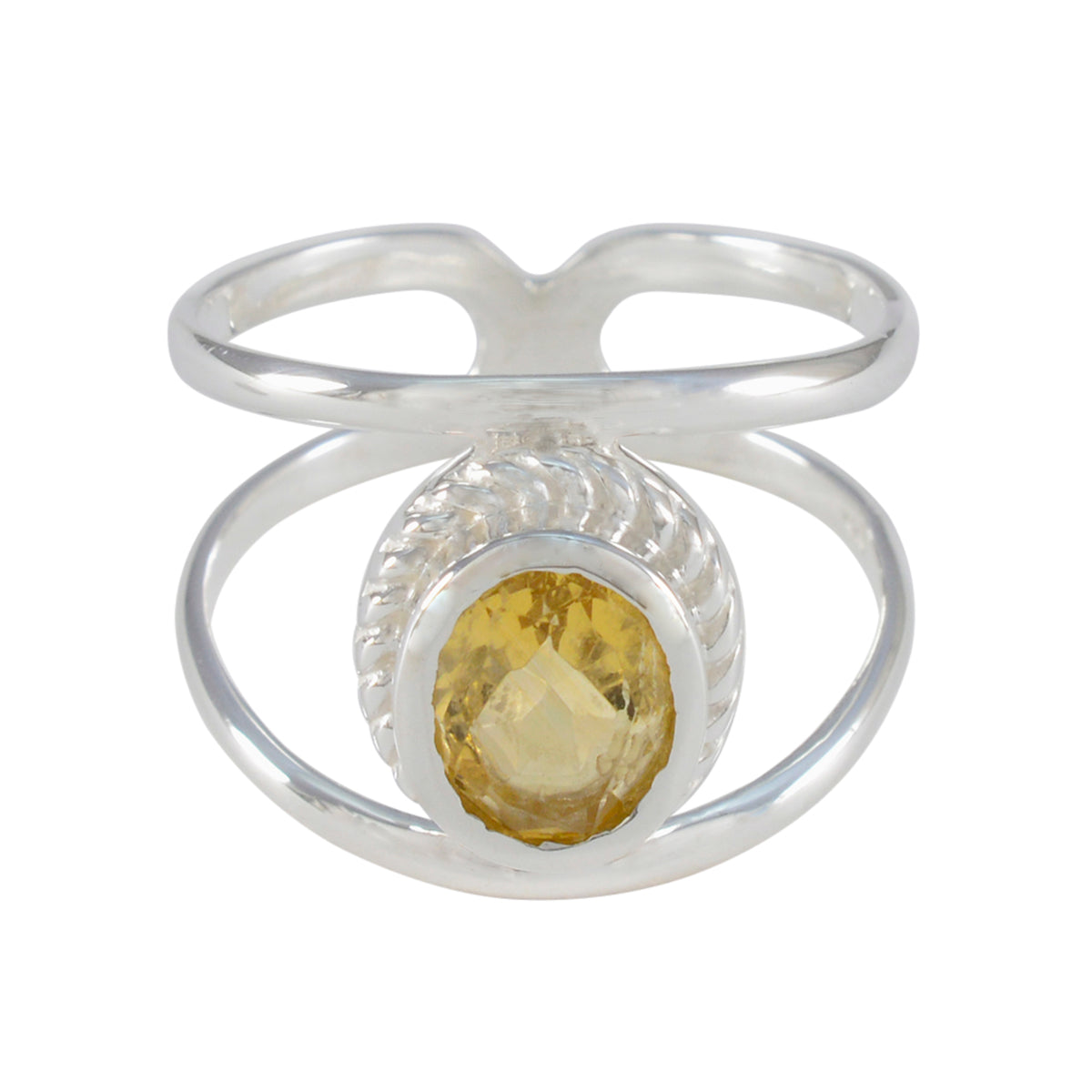 Saanvi Yellow Solitaire Ring India with Gemstone Design Citrine Yellow