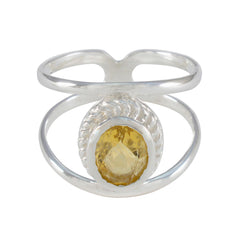 Saanvi Yellow Solitaire Ring India with Gemstone Design Citrine Yellow
