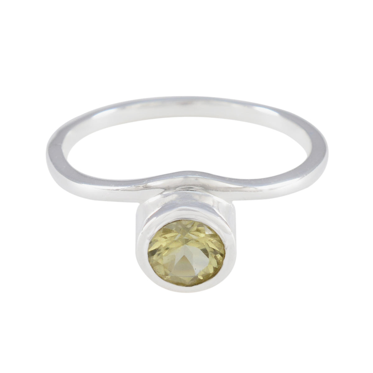 Laura Yellow Solitaire Ring India with Gemstone Accent Lemon Quartz Yellow
