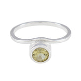Laura Yellow Solitaire Ring India with Gemstone Accent Lemon Quartz Yellow