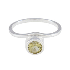 Laura Yellow Solitaire Ring India with Gemstone Accent Lemon Quartz Yellow