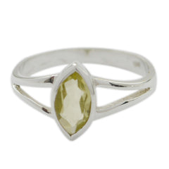 Bianca yellow solitaire ring with marquise cut yellow gemstone set in silver band