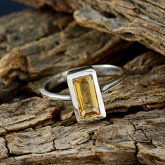 Ava Yellow Solitaire Ring with Rectangular Gemstone