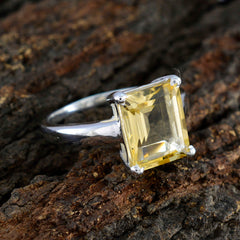 Teresa Yellow Solitaire Ring with Emerald Cut Gemstone