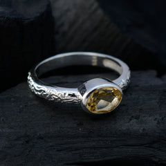 Amelia Yellow Solitaire Ring with Oval Gemstone