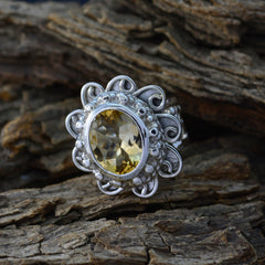 Sarah Yellow Solitaire Ring with Intricate Silver Design