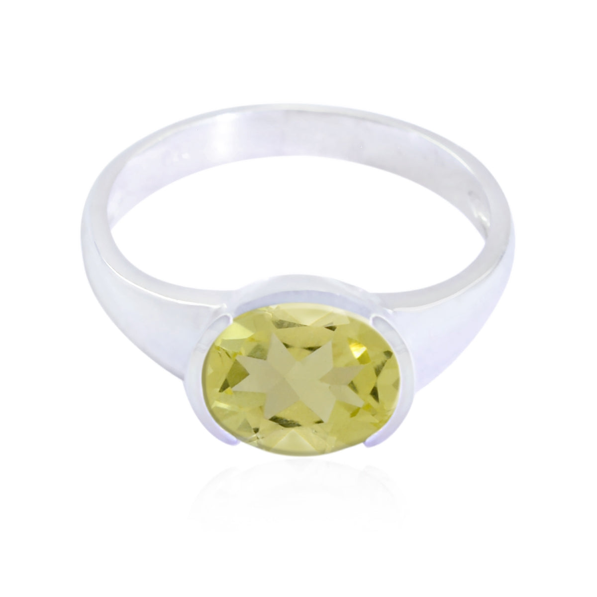 Riya Graceful Yellow Solitaire Ring Lemon Quartz Yellow
