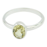 Bianca Yellow Solitaire Ring with Elegant Design Lemon Quartz Yellow