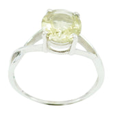 Sophia Yellow Solitaire Ring Elegant Silver Jewelry Lemon Quartz Yellow