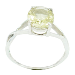 Sophia Yellow Solitaire Ring Elegant Silver Jewelry Lemon Quartz Yellow
