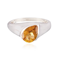 Victoria Glamorous Yellow Solitaire Ring Citrine Yellow