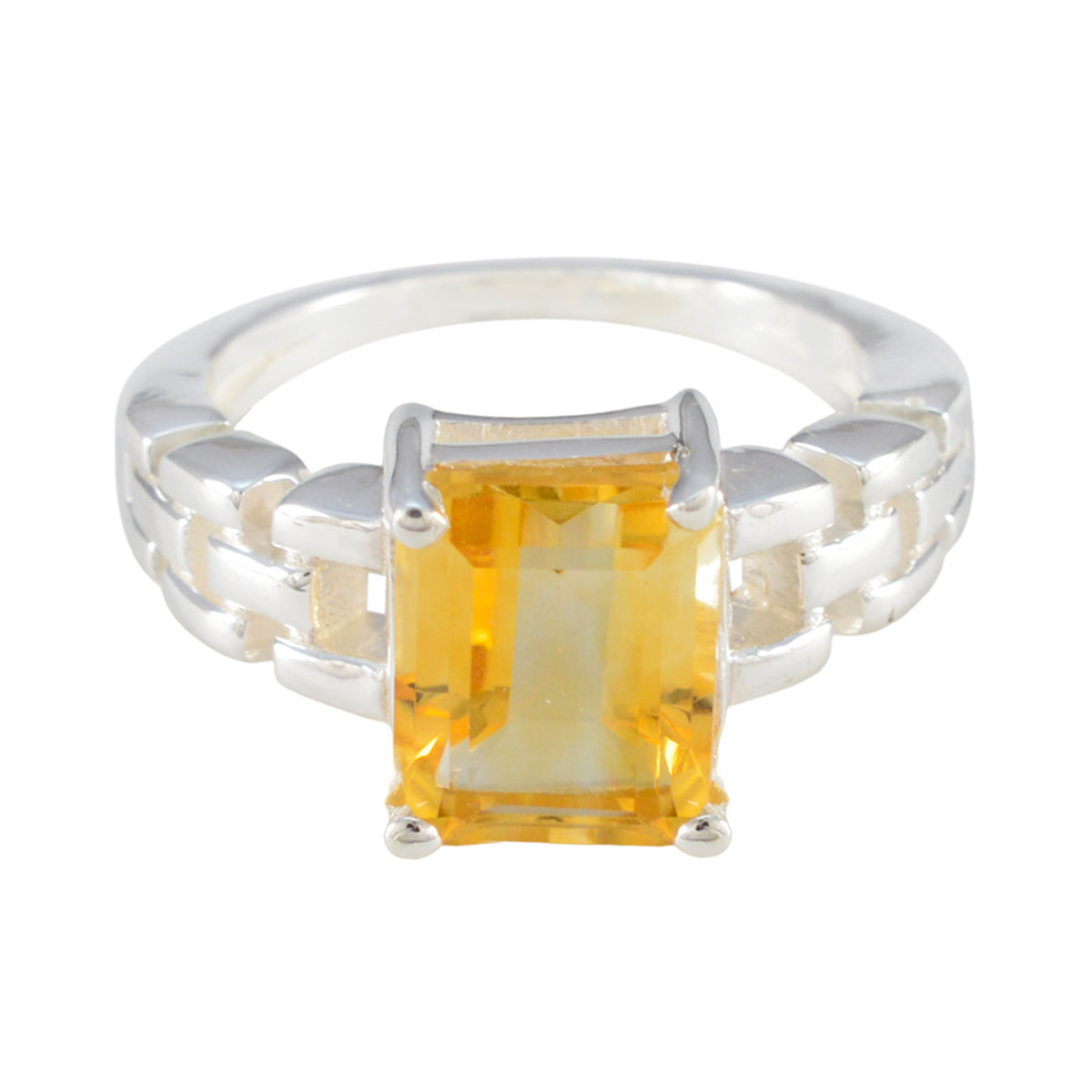 Isabella Romantic Yellow Solitaire Ring Citrine Yellow