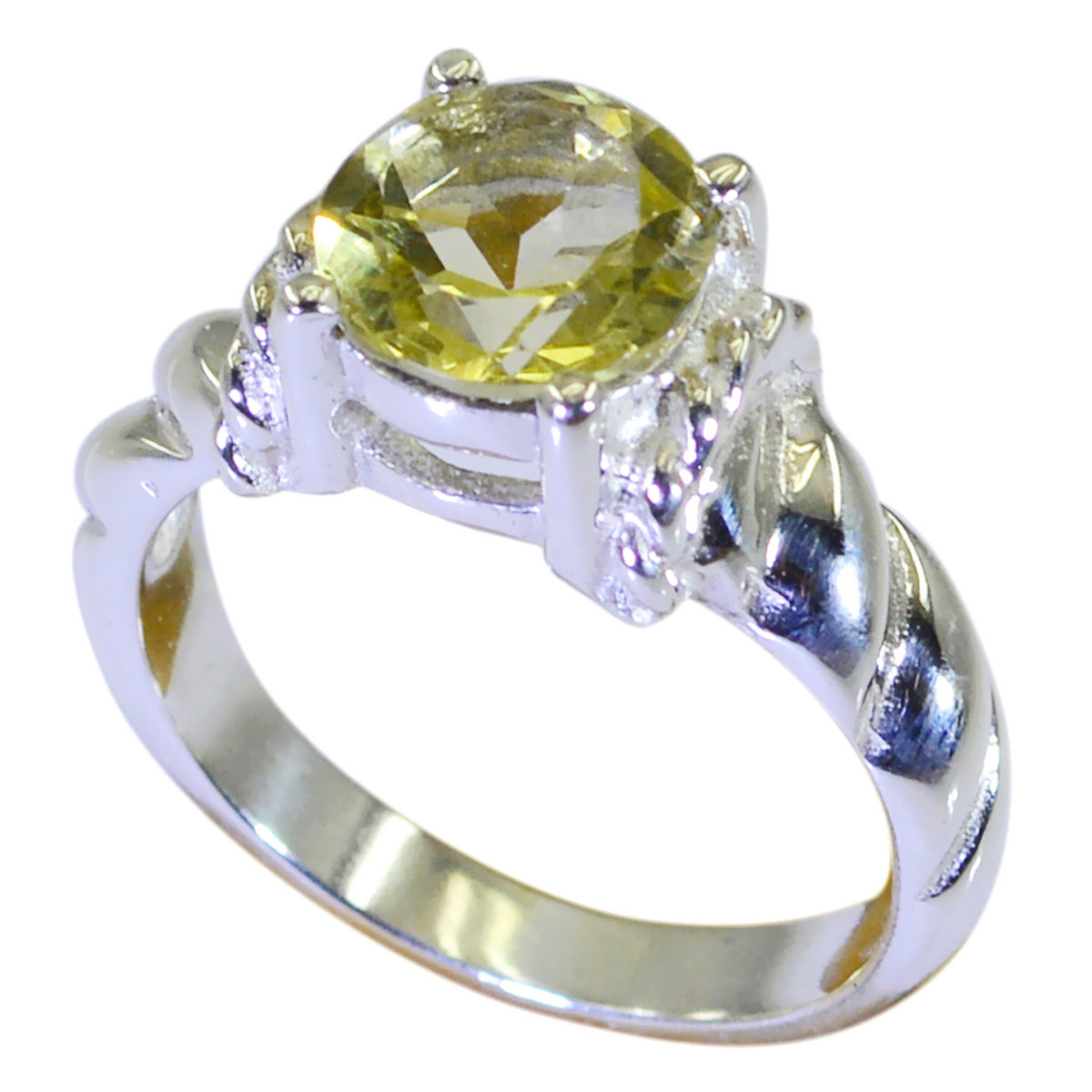 Charlotte Sophisticated Yellow Solitaire Ring Lemon Quartz Yellow