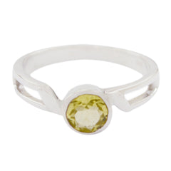 Wen Yellow Solitaire Ring with Elegant Gemstone Lemon Quartz Yellow