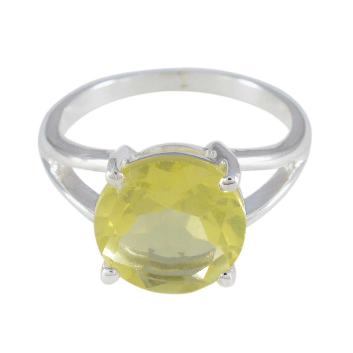 Riya Sophisticated Yellow Solitaire Ring Lemon Quartz Yellow