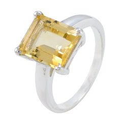 Teresa Yellow Solitaire Ring with Emerald Cut Gemstone