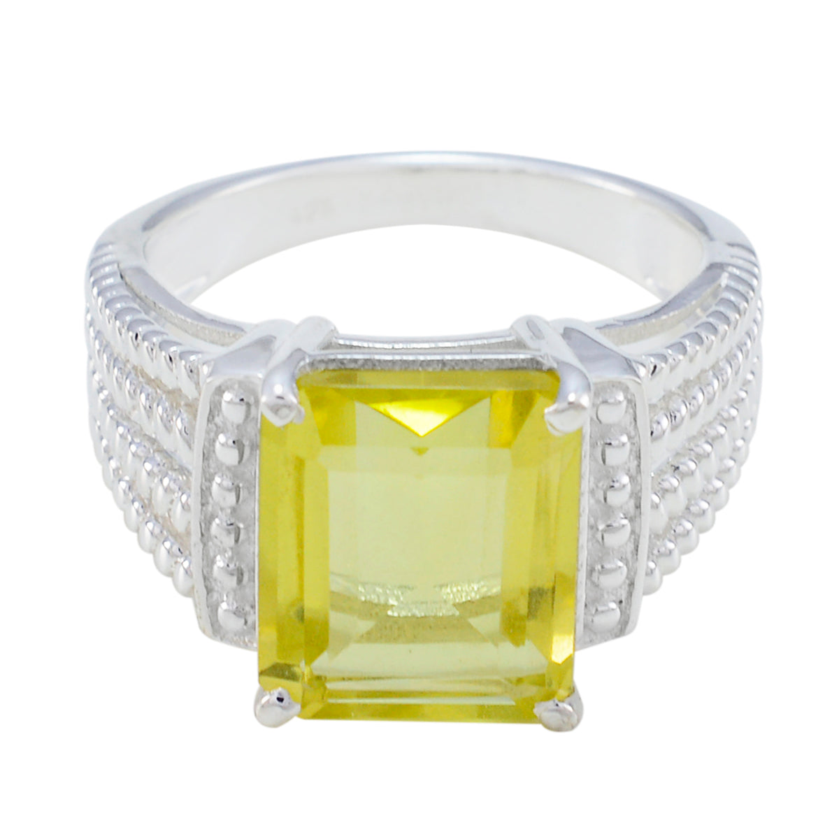 Lili Contemporary Yellow Solitaire Ring Lemon Quartz Yellow