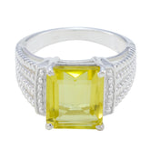 Lili Contemporary Yellow Solitaire Ring Lemon Quartz Yellow