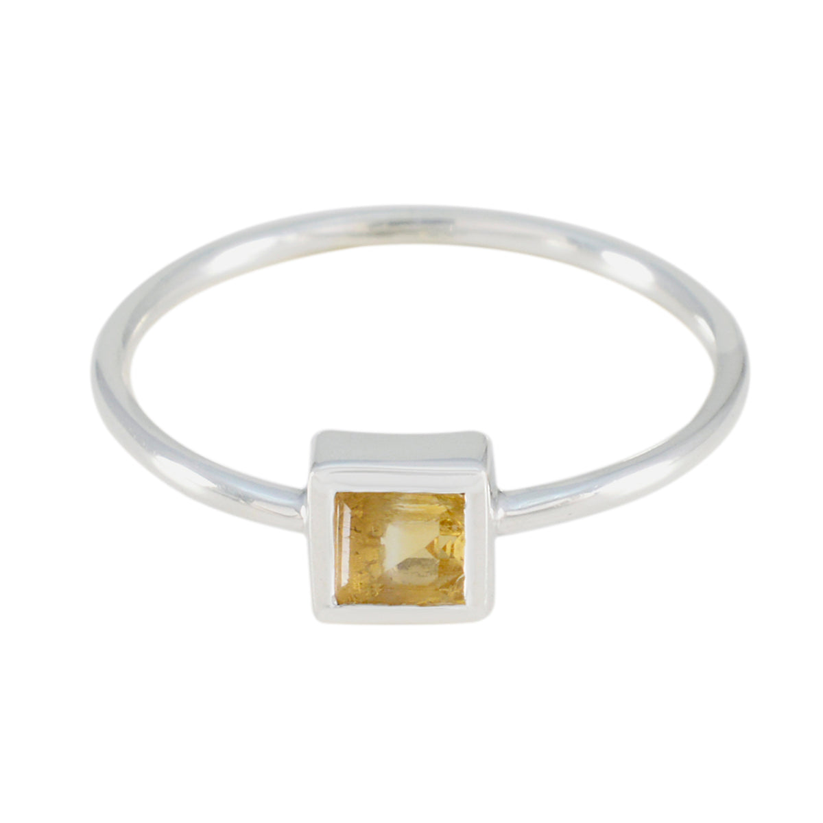 Nisa Sophisticated Yellow Solitaire Ring Citrine Yellow