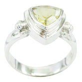 Siti yellow solitaire ring with triangular yellow gemstone set in silver band